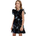 Colorful Abstract Pattern Consisting Glowing Lights Luminescent Images Marine Plankton Dark Kids  Winged Sleeve Dress View2