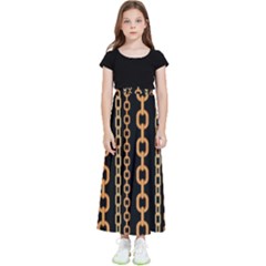 Gold Chain Jewelry Seamless Pattern Kids  Flared Maxi Skirt