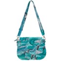 Sea Wave Seamless Pattern Saddle Handbag View3