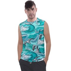 Sea Wave Seamless Pattern Men s Regular Tank Top by Ravend