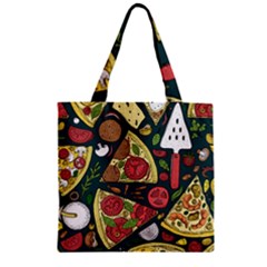 Vector Seamless Pizza Slice Pattern Hand Drawn Pizza Illustration Great Pizzeria Menu Background Zipper Grocery Tote Bag by Ravend