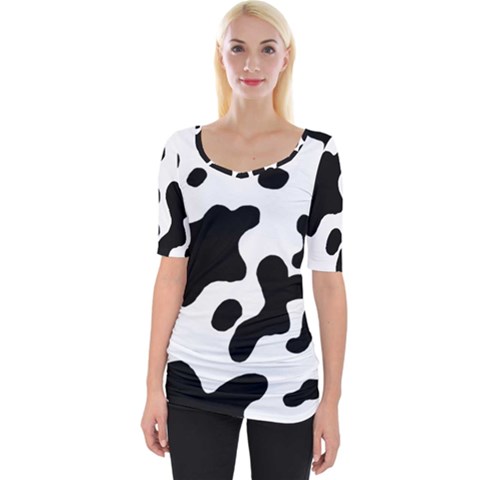 Cow Pattern Wide Neckline Tee by Wegoenart