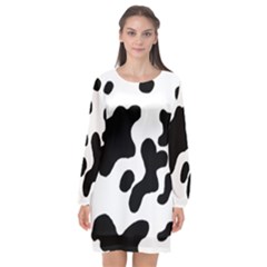 Cow Pattern Long Sleeve Chiffon Shift Dress  by Wegoenart