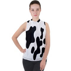 Cow Pattern Mock Neck Chiffon Sleeveless Top by Wegoenart