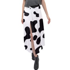 Cow Pattern Velour Split Maxi Skirt