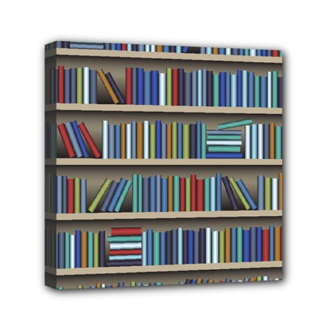 Bookshelf Mini Canvas 6  X 6  (stretched) by Wegoenart