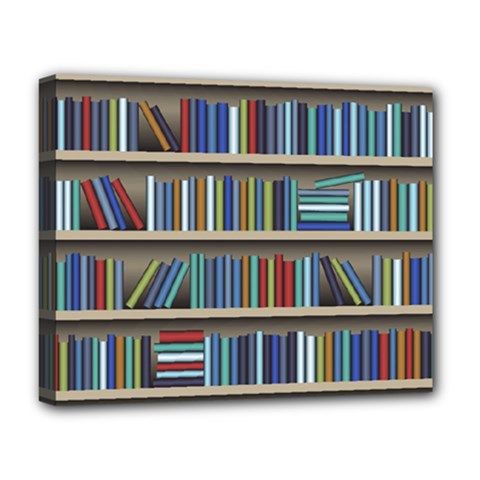 Bookshelf Deluxe Canvas 20  X 16  (stretched) by Wegoenart