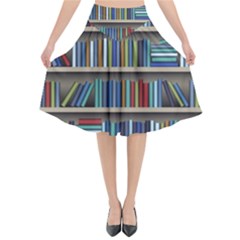 Bookshelf Flared Midi Skirt by Wegoenart