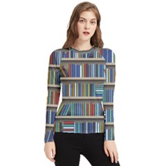 Bookshelf Women s Long Sleeve Rash Guard by Wegoenart