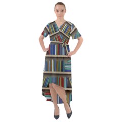 Bookshelf Front Wrap High Low Dress