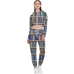 Bookshelf Cropped Zip Up Lounge Set by Wegoenart