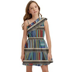 Bookshelf Kids  One Shoulder Party Dress by Wegoenart