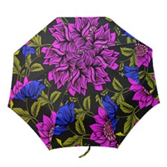 Botany Floral Flower Plant Petals Folding Umbrellas by Wegoenart