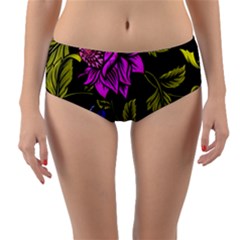 Botany Floral Flower Plant Petals Reversible Mid-waist Bikini Bottoms by Wegoenart