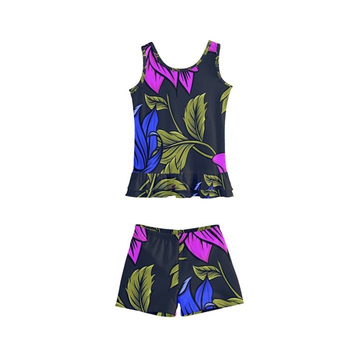 Botany Floral Flower Plant Petals Kids  Boyleg Swimsuit