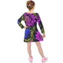 Botany Floral Flower Plant Petals Kids  Long Sleeve Velvet Dress View2