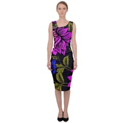 Botany Floral Flower Plant Petals Sleeveless Pencil Dress by Wegoenart