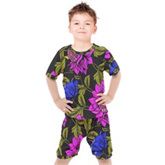 Botany Floral Flower Plant Petals Kids  Tee And Shorts Set by Wegoenart