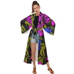 Botany Floral Flower Plant Petals Maxi Kimono by Wegoenart