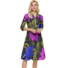 Botany Floral Flower Plant Petals Classy Knee Length Dress by Wegoenart