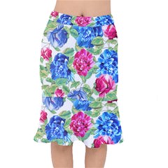 Flowers Floral Picture Flower Short Mermaid Skirt by Wegoenart