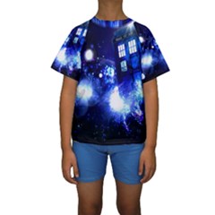 Tardis Background Space Kids  Short Sleeve Swimwear