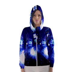 Tardis Background Space Women s Hooded Windbreaker