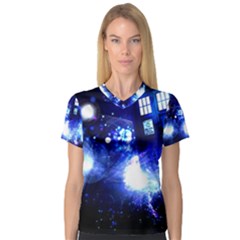 Tardis Background Space V-neck Sport Mesh Tee