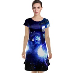 Tardis Background Space Cap Sleeve Nightdress