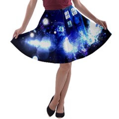 Tardis Background Space A-line Skater Skirt by Jancukart