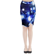 Tardis Background Space Midi Wrap Pencil Skirt