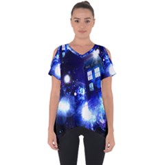 Tardis Background Space Cut Out Side Drop Tee by Jancukart