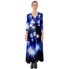 Tardis Background Space Button Up Boho Maxi Dress