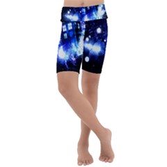 Tardis Background Space Kids  Lightweight Velour Cropped Yoga Leggings