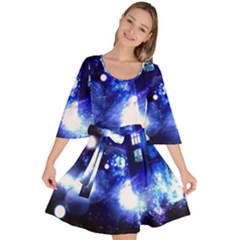 Tardis Background Space Velour Kimono Dress by Jancukart