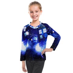 Tardis Background Space Kids  Long Mesh Tee