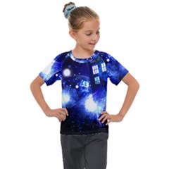 Tardis Background Space Kids  Mesh Piece Tee