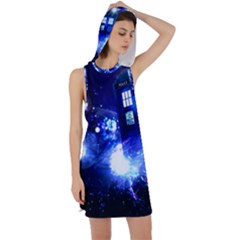 Tardis Background Space Racer Back Hoodie Dress