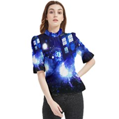 Tardis Background Space Frill Neck Blouse