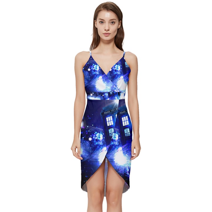 Tardis Background Space Wrap Frill Dress