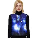 Tardis Background Space Women s Short Button Up Puffer Vest View1