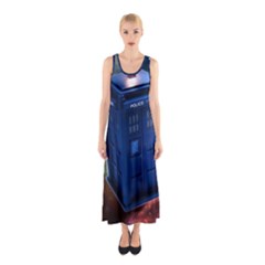 The Police Box Tardis Time Travel Device Used Doctor Who Sleeveless Maxi Dress