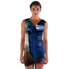 The Police Box Tardis Time Travel Device Used Doctor Who Wrap Front Bodycon Dress