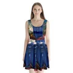 The Police Box Tardis Time Travel Device Used Doctor Who Split Back Mini Dress 