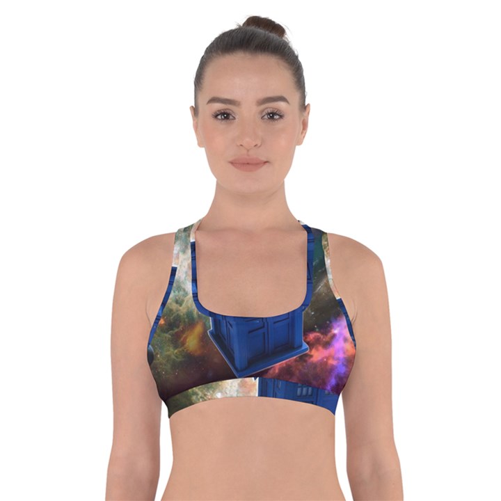 The Police Box Tardis Time Travel Device Used Doctor Who Cross Back Sports Bra