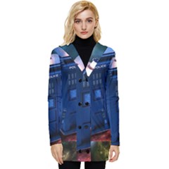 The Police Box Tardis Time Travel Device Used Doctor Who Button Up Hooded Coat  by Jancukart