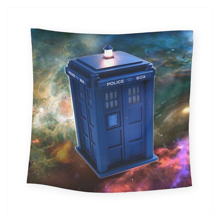 The Police Box Tardis Time Travel Device Used Doctor Who Square Tapestry (Small)