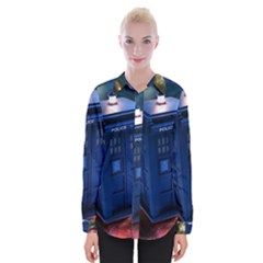 The Police Box Tardis Time Travel Device Used Doctor Who Womens Long Sleeve Shirt