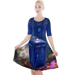 The Police Box Tardis Time Travel Device Used Doctor Who Quarter Sleeve A-line Dress