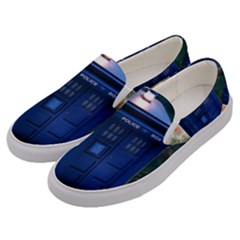 The Police Box Tardis Time Travel Device Used Doctor Who Men s Canvas Slip Ons by Jancukart